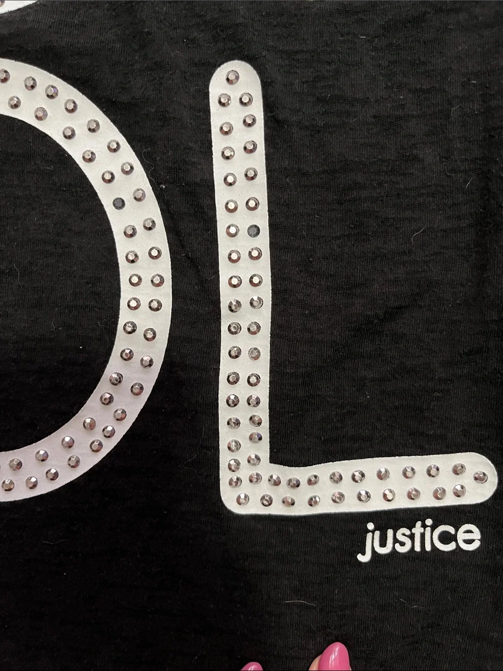 Justice Black Short Sleeve Tee with Studded 